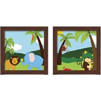 Framed 'Jungle Jamboree 2 Piece Framed Art Print Set' border=