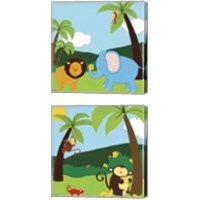 Framed 'Jungle Jamboree 2 Piece Canvas Print Set' border=