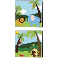 Framed 'Jungle Jamboree 2 Piece Canvas Print Set' border=
