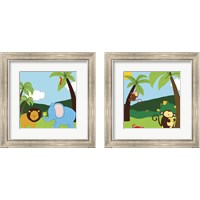 Framed 'Jungle Jamboree 2 Piece Framed Art Print Set' border=