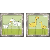 Framed 'Children's Stick-Leg Safari 2 Piece Framed Art Print Set' border=