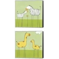 Framed 'Children's Stick-Leg Safari 2 Piece Canvas Print Set' border=