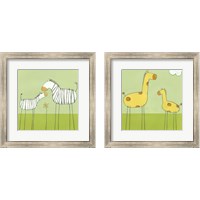 Framed 'Children's Stick-Leg Safari 2 Piece Framed Art Print Set' border=