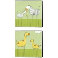 Framed 'Children's Stick-Leg Safari 2 Piece Canvas Print Set' border=