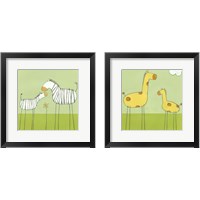 Framed 'Children's Stick-Leg Safari 2 Piece Framed Art Print Set' border=