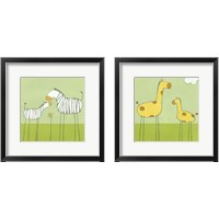 Framed 'Children's Stick-Leg Safari 2 Piece Framed Art Print Set' border=