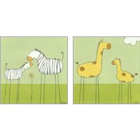 Framed 'Children's Stick-Leg Safari 2 Piece Art Print Set' border=