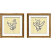 Framed 'Natural Inspiration Eucalyptus Panel Gray & Yellow 2 Piece Framed Art Print Set' border=