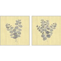 Framed 'Natural Inspiration Eucalyptus Panel Gray & Yellow 2 Piece Art Print Set' border=