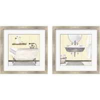 Framed 'Farmhouse Bath II Gray & Yellow 2 Piece Framed Art Print Set' border=