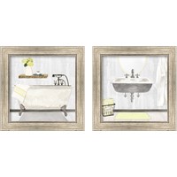 Framed Farmhouse Bath II Gray & Yellow 2 Piece Framed Art Print Set