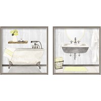Framed 'Farmhouse Bath II Gray & Yellow 2 Piece Framed Art Print Set' border=
