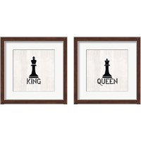 Framed 'Chess King & Queen 2 Piece Framed Art Print Set' border=