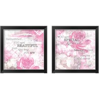 Framed 'Textured Sentiment Pink 2 Piece Framed Art Print Set' border=