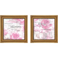 Framed 'Textured Sentiment Pink 2 Piece Framed Art Print Set' border=