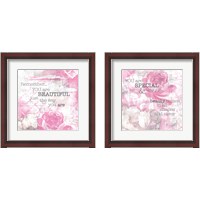Framed 'Textured Sentiment Pink 2 Piece Framed Art Print Set' border=