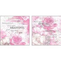 Framed 'Textured Sentiment Pink 2 Piece Art Print Set' border=