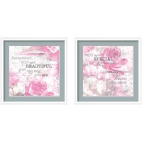 Framed 'Textured Sentiment Pink 2 Piece Framed Art Print Set' border=