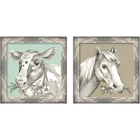 Framed Whimsical Farm Animal 2 Piece Framed Art Print Set