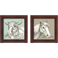 Framed Whimsical Farm Animal 2 Piece Framed Art Print Set
