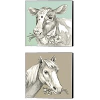 Framed 'Whimsical Farm Animal 2 Piece Canvas Print Set' border=