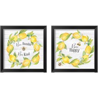 Framed 'Bees & Lemon Wreath 2 Piece Framed Art Print Set' border=