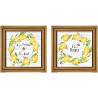 Framed Bees & Lemon Wreath 2 Piece Framed Art Print Set