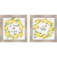 Framed 'Bees & Lemon Wreath 2 Piece Framed Art Print Set' border=