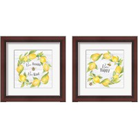 Framed 'Bees & Lemon Wreath 2 Piece Framed Art Print Set' border=