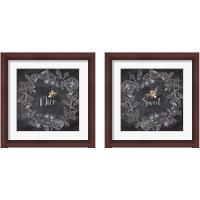 Framed 'Bee Sentiment Wreath Black 2 Piece Framed Art Print Set' border=