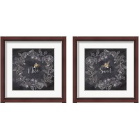 Framed 'Bee Sentiment Wreath Black 2 Piece Framed Art Print Set' border=
