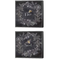Framed 'Bee Sentiment Wreath Black 2 Piece Canvas Print Set' border=