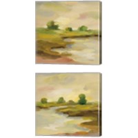 Framed 'Chartreuse Fields 2 Piece Canvas Print Set' border=