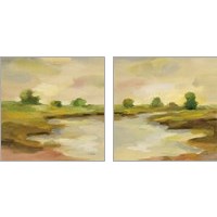 Framed 'Chartreuse Fields 2 Piece Art Print Set' border=