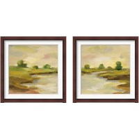 Framed 'Chartreuse Fields 2 Piece Framed Art Print Set' border=