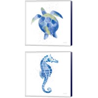 Framed 'Blue Underwater 2 Piece Canvas Print Set' border=