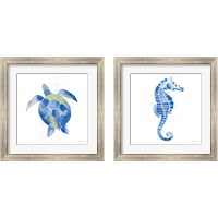 Framed 'Blue Underwater 2 Piece Framed Art Print Set' border=