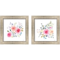 Framed 'Lush Roses  2 Piece Framed Art Print Set' border=