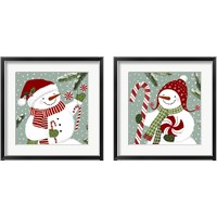 Framed Peppermint Snowman 2 Piece Framed Art Print Set