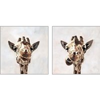 Framed 'Giraffe's Gaze 2 Piece Art Print Set' border=