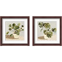 Framed Plant on Stripes 2 Piece Framed Art Print Set