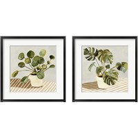 Framed Plant on Stripes 2 Piece Framed Art Print Set