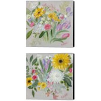 Framed 'Floral Burst 2 Piece Canvas Print Set' border=