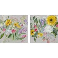 Framed 'Floral Burst 2 Piece Art Print Set' border=