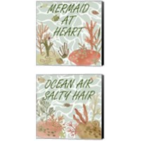 Framed 'Mermaid at Heart 2 Piece Canvas Print Set' border=