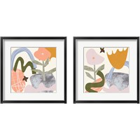 Framed 'Lunar Flower 2 Piece Framed Art Print Set' border=