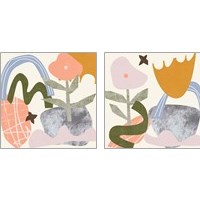 Framed 'Lunar Flower 2 Piece Art Print Set' border=