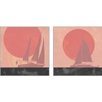 Framed 'Deep Sea Sunset 2 Piece Art Print Set' border=