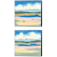Framed 'Pastel Rolling Fields 2 Piece Canvas Print Set' border=