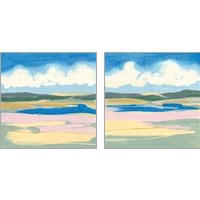 Framed 'Pastel Rolling Fields 2 Piece Art Print Set' border=